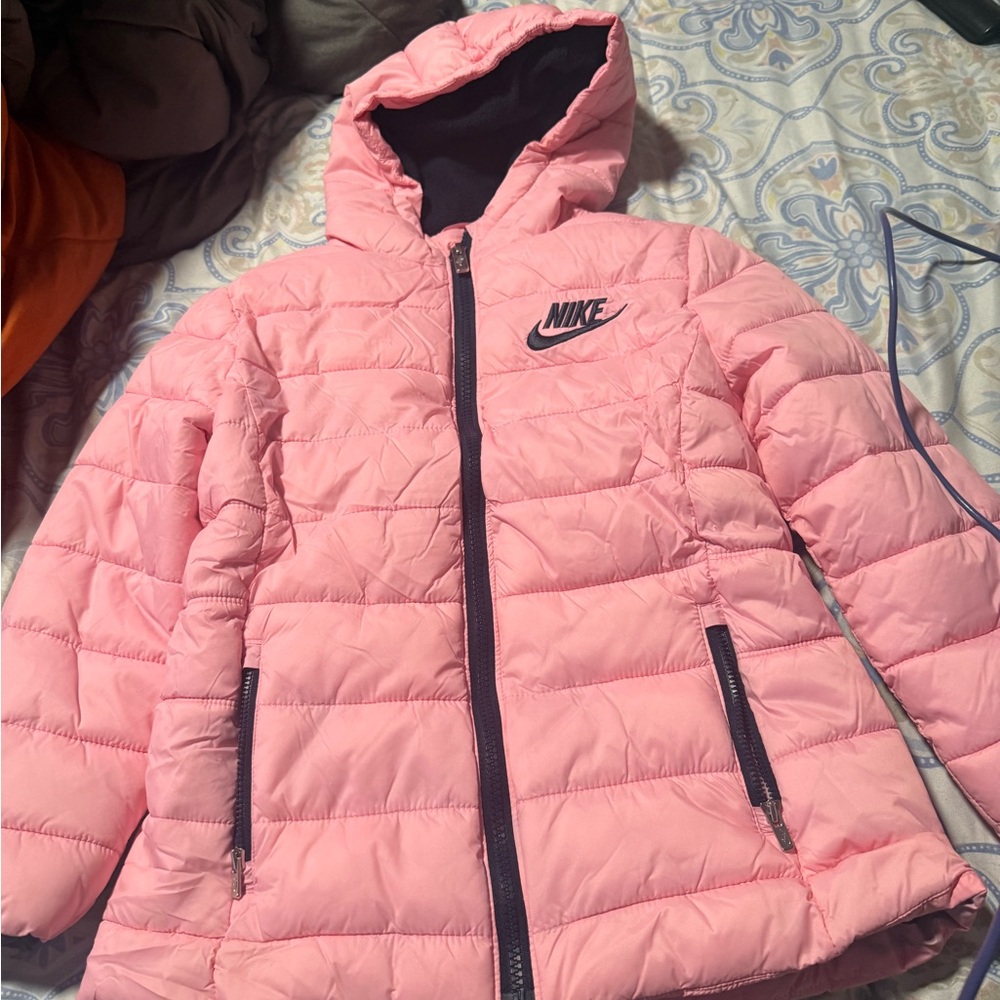 Nike Light Pink Hooded Puffer Jacket